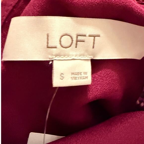 LOFT New Shimmer Halter Blouse Plum Purple Boho High Neck Sleeveless Top Small - Picture 6 of 8